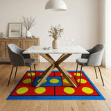 Bold Yellow Circle Multi-Color Geometric Rug