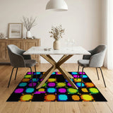 Neon Pixel Glow Multi-Color Area Rug