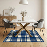 Navy Blue Checkered Area Rug