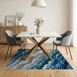 Ocean Waves Crashing Beach Area Rug