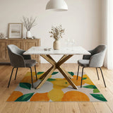 Vibrant Orange Fruit Pattern Fruit Pattern Area Rug