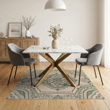 Traditional Persian Beige and Neutral Ornate Green Floral Medallion Area Rug