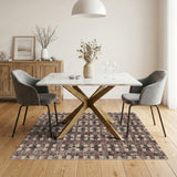 Distressed Red Star Checkered Area Rug