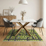 Playful Cartoon Neighborhood Map Area Rug