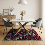 Red Roses Purple Cabbage Floral Area Rug