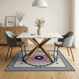 Pink Navy Mandala Area Rug