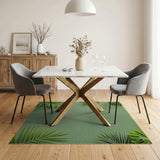 Textured Sage Green Monstera Palm Area Rug