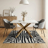 Bold Zebra Stripe Black White Area Rug