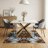 Bold Orange Tribal Sunburst Area Rug