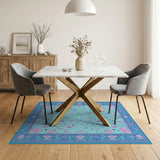 Whimsical Teal Pink Sea Life Area Rug
