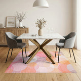 Overlapping Warm Orange and Pink Circles Area Rug
