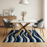 Blue and Teal Cascading Blue Waves Area Rug