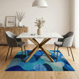 Abstract Blue Wave Area Rug