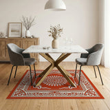 Elegant Red Persian Mandala Area Rug