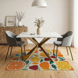 Vibrant Citrus Berry Fruit Pattern Rug