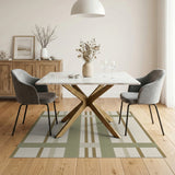 Sage Green Beige Plaid Area Rug
