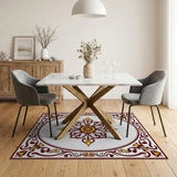 Ornate Maroon Gold Persian Medallion Rug