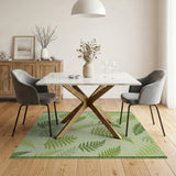Green Lush Fern Leaf Green Area Rug