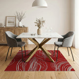 Crimson Abstract Wave Area Rug