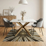 Ornate Gold Sunburst Area Rug