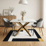 Black White Geometric Modern No. 19 Area Rug