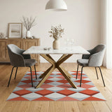 Vibrant Orange Diamond Geometric Area Rug