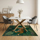 Jungle Tiger Green Area Rug