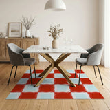 Vibrant Red Geometric Motif Area Rug