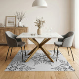 Intricate Snowflake Black White Geometric Rug
