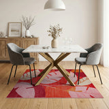 Multi-color and Patterns Vibrant Monstera Leaf Area Rug in Pink Red
