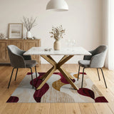 ODIKA Washable Modern Abstract Wavy Area Rug, Low Pile Non-Slip & Pet Friendly