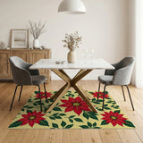 Vibrant Poinsettia Floral Area Rug