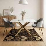 Distressed Brown Shamrock Clover Area Rug