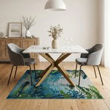 Misty Forest River Silhouette Area Rug
