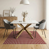 Red Rustic Farmhouse Classic Red White Gingham Check Area Rug