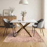 Pink Vintage Celestial Sun Moon Area Rug