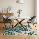 Lush Green Foliage Orange Pink Flower Area Rug