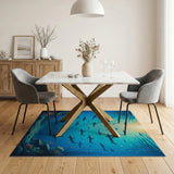 ODIKA Washable Shark Ocean World Area Rug - Non-Slip Low Pile Kids Room Decor
