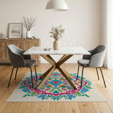 Vibrant Multi-Color Floral Mandala Persian Rug