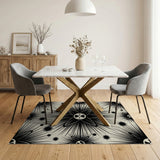 Black White Atomic Starburst Area Rug