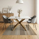 Textured Beige Striped Woven Area Rug