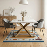 Coastal Surfboard Area Rug with Fish and Seashells