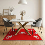 Red White Geometric Diamond Area Rug