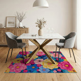 Vibrant Multi-Color Floral Blossom Area Rug
