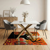 Autumn Buck Silhouette Fiery Forest Rug