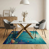 Sunlit Underwater Coral Reef Rug with Fish Turtles