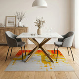 Vibrant Orange Wave Geometric Area Rug