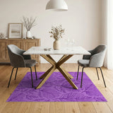 Purple Purple Fern Leaf Pattern Area Rug