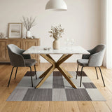 Brown Gray Geometric Block Area Rug