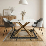 Tan Sunburst Starfield Area Rug